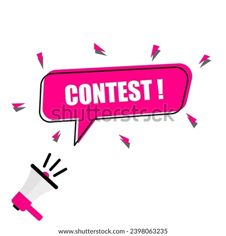 Illustration of megaphone and contest speech bubble. Banner for business marketing and advertising.