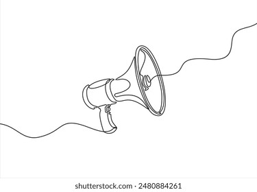 illustration of a megaphone. Continuous line drawing