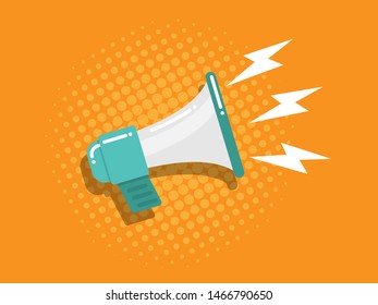 illustration of megaphone with dots background vector flat design