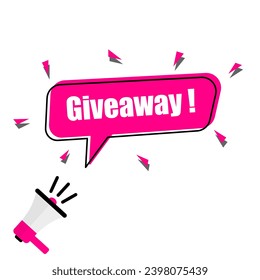 Illustration of megaphone and giveaway speech bubble. Banner for business marketing and advertising.