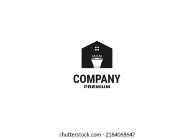 Illustration megaphone with house hipster vintage logo design vector icon idea