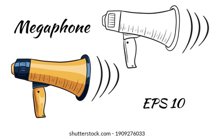 Illustration of a megaphone, loud speaker.