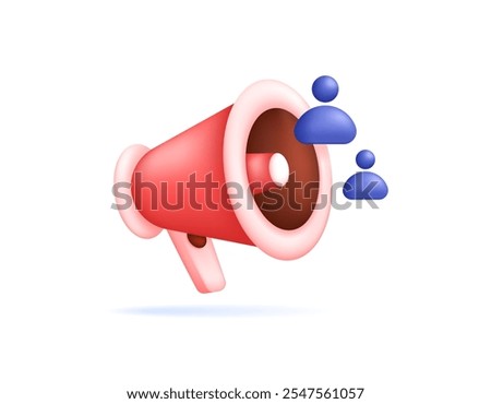 illustration of megaphone with people symbol. PR or public relations concept. marketing concept and target customer or audience. symbol or icon. minimalist 3d style design. element