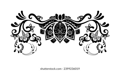 illustration of mehndi ornament in black colour
