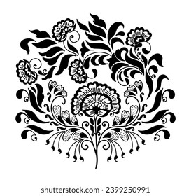 illustration of mehndi ornament in black colour