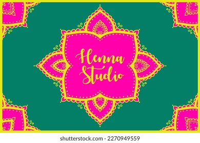 Illustration mehndi Studio, Henna Studio , Henna Artsit Visiting card 