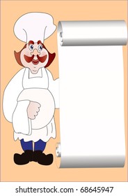 illustration mellow cook with paper for menu