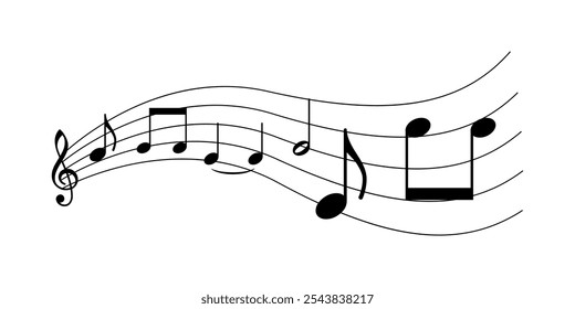 Illustration of a melody of simple notes evoking rhythm and harmony, perfect for adding music to your designs.