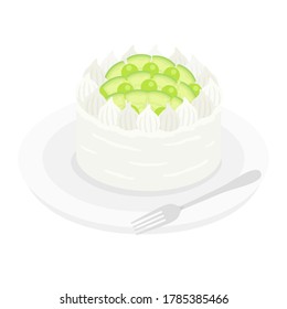 Ilustración de una tarta de melón en un plato.