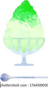 Illustration of melon flavored shaved ice