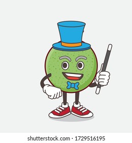 An illustration of Melon Fruit cartoon mascot character performance as a Magician