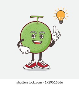 An illustration of Melon Fruit cartoon mascot character get an idea