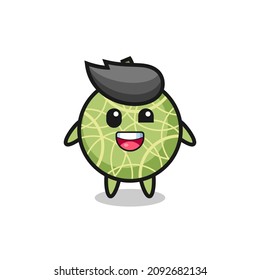 ilustración de un personaje de la fruta melón con poses incómodas, diseño de estilo lindo para camiseta, pegatina, elemento logotipo