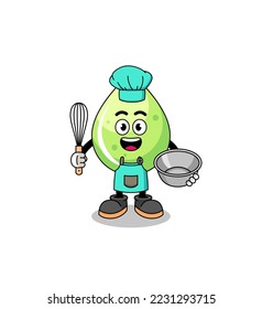 Illustration of melon juice as a bakery chef , character design