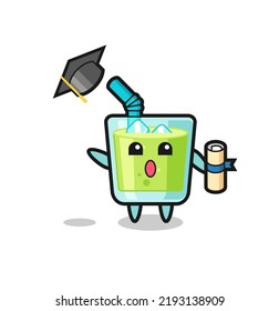 Illustration of melon juice cartoon throwing the hat at graduation , cute style design for t shirt, sticker, logo element