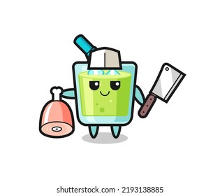 Illustration of melon juice character as a butcher , cute style design for t shirt, sticker, logo element