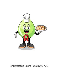 Illustration of melon juice as an italian chef , character design
