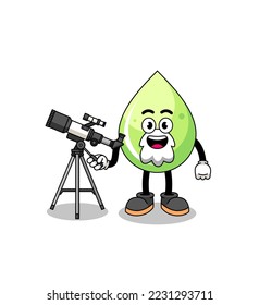 Illustration of melon juice mascot as an astronomer , character design