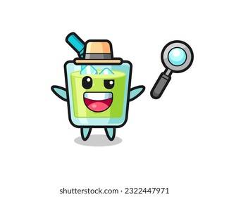 illustration of the melon juice mascot as a detective who manages to solve a case , cute style design for t shirt, sticker, logo element