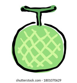 Illustration of Melon: Illustration like hand drawn illustration with ink and brush