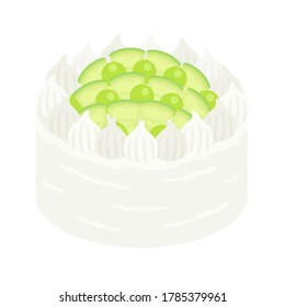 Ilustración de la tarta entera de melón.