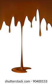 Illustration Of Melted Chocolate Syrup Dripping In White Background