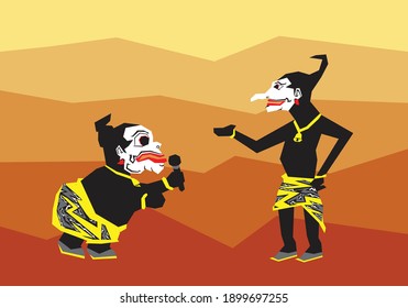 An illustration of member from Punakawan, Bagong and Petruk talking to each other. Punakawan figures is very well known in the world of Wayang, one of Indonesia's unique traditions. svg