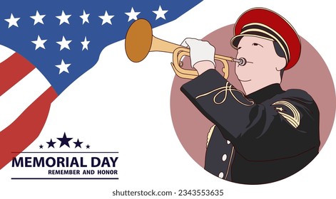Illustration of Memorial Day, fit for social media template or background design resources