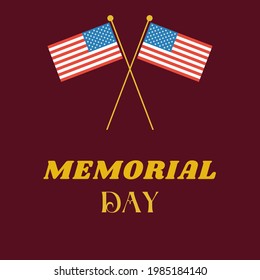 Illustration of a memorial day greeting complete with two twin United States flags