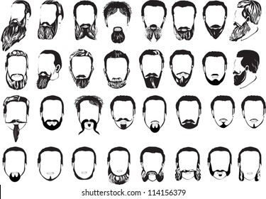 illustration with men beard collection isolated on white background