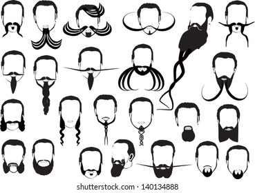 illustration with men beards collection isolated on white background