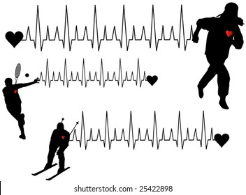 Illustration of men and cardiogram