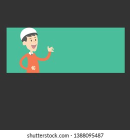 illustration of men character with green background