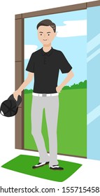 Illustration of men. Coordinate to enter the clubhouse.