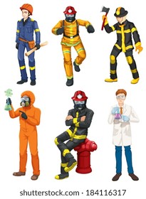 Illustration of the men with different professions on a white background