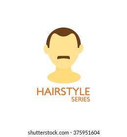 Illustration of men with different types of looks and hairstyles. Flat Style Design. 