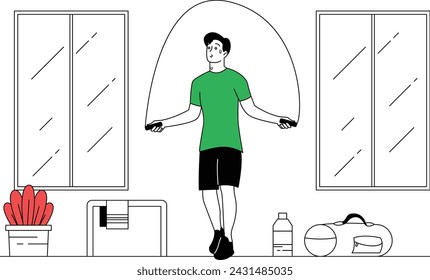 Ilustración Los hombres saltan la cuerda