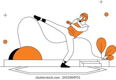 Illustration Men Doing Material Arts