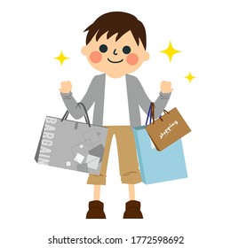 Illustration of men enjoying shopping
