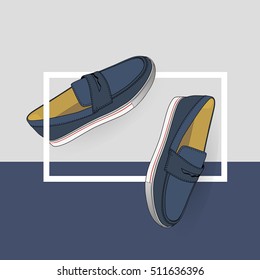 illustration with men fashion shoes. Classic  Shoes.