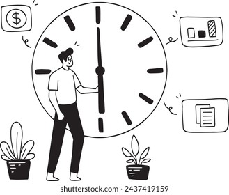 Illustration of a men manage time