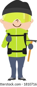 Illustration of men in mountaineering wear. Fashion when climbing snowy mountains.