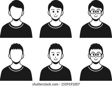 Illustration of men in plain clothes. People icon set.