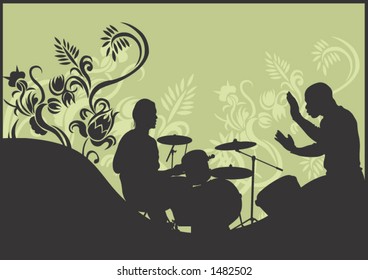 Illustration of men playing drums