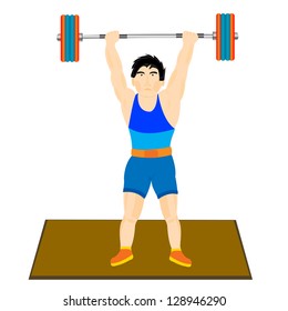 Illustration men raising atheletic projectile