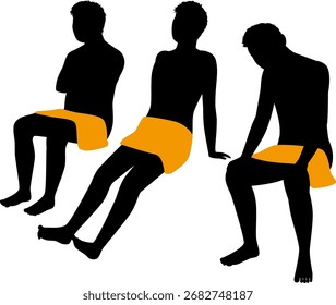 Illustration of men in a sauna