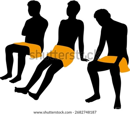 Illustration of men in a sauna