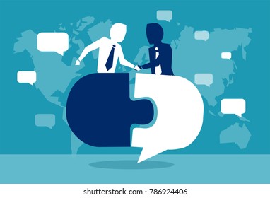Illustration of men shaking hands building connections and coworking. 