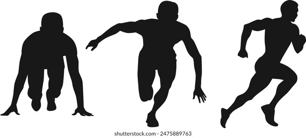 Illustration Männer starten Silhouette Set