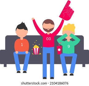 illustration of men watching the match supporting their respective teams, the atmosphere looks exciting. Vector illustrations